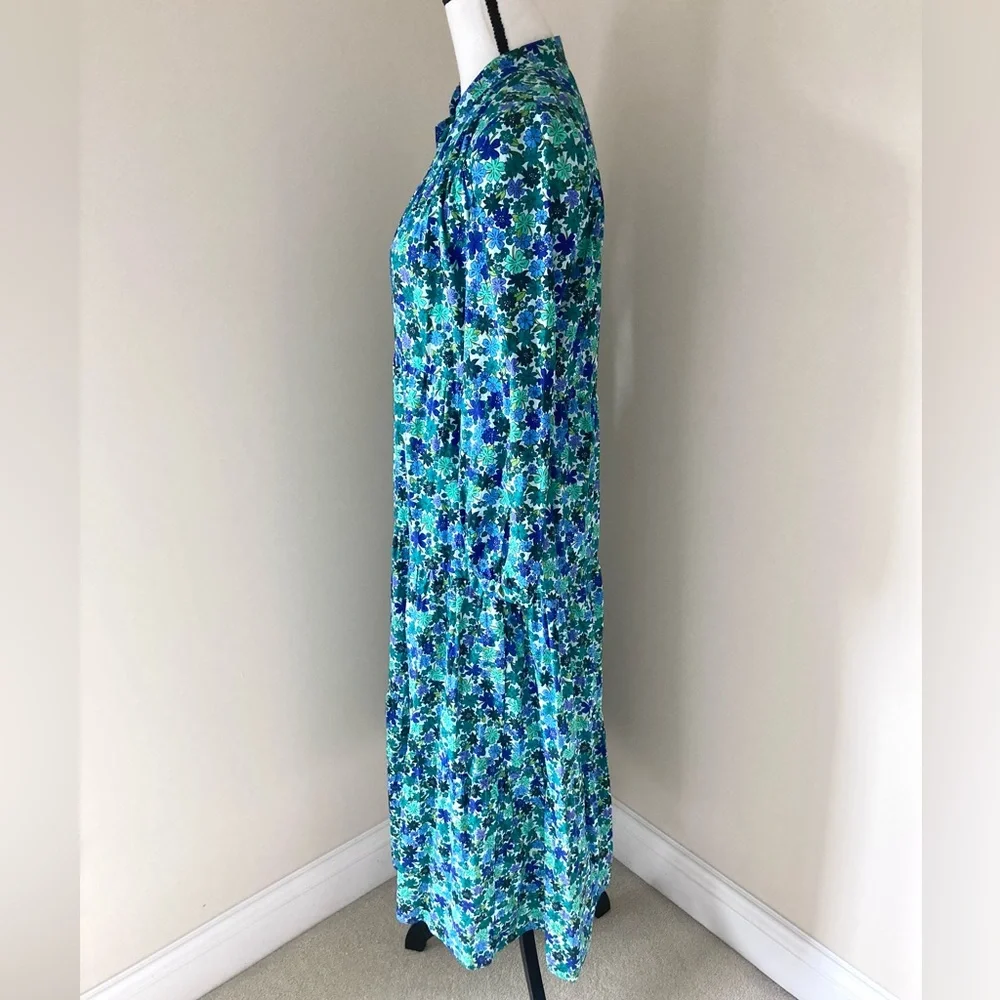 Zara Floral Print Green Dress Size S - Picture 9 of 12